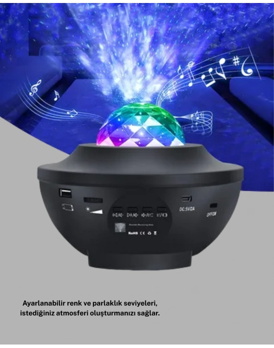 ® Galaxy Yıldız Projektör Çok Renkli Ayarlı Parlaklık Uzay Atmosfer Işığı