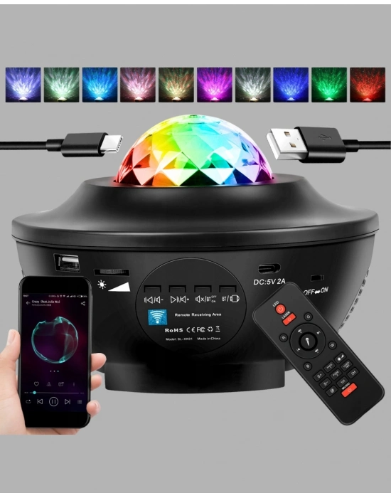 ® Galaxy Yıldız Projektör Çok Renkli Ayarlı Parlaklık Uzay Atmosfer Işığı