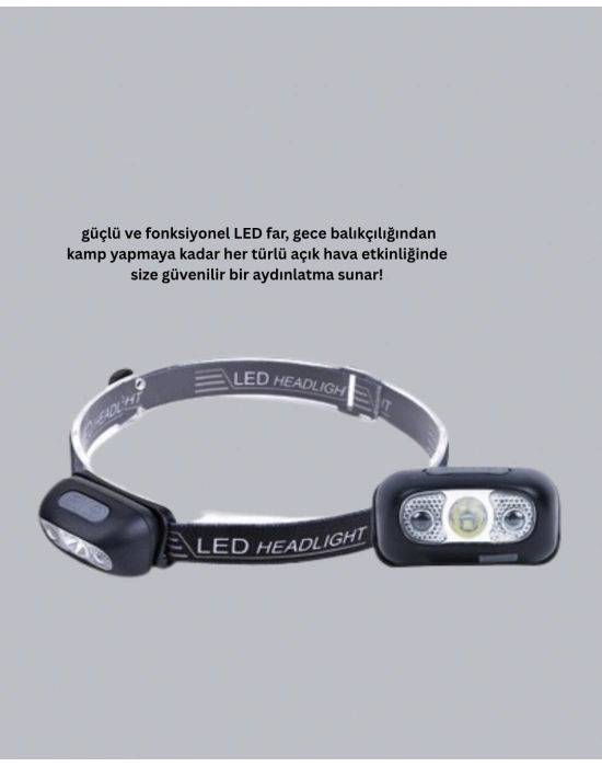 Gece Balıkçılığı İçin Ultra Parlak Şarjlı Kafa Lambası | 4 Işık Modu + USB Şarj
