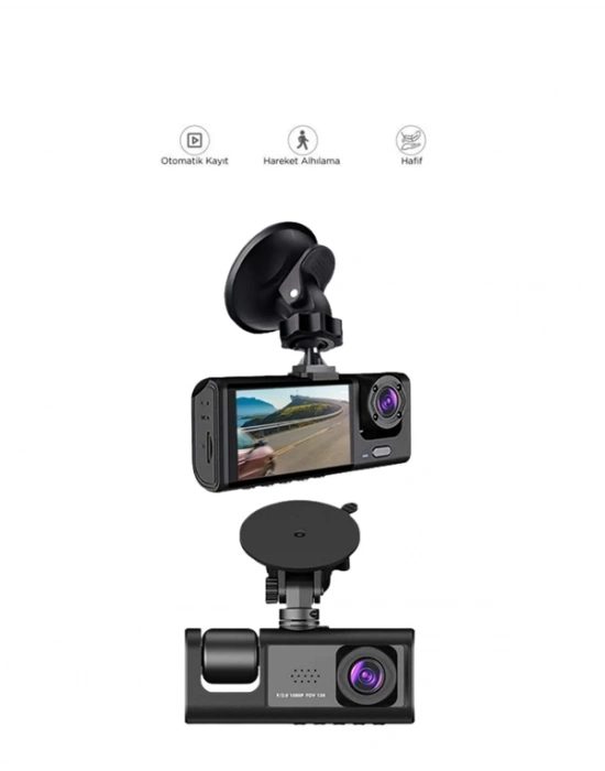 ® Gece Görüşlü 3lü Araç Kamerası – Geri Görüş Destekli, 170° Geniş Açı