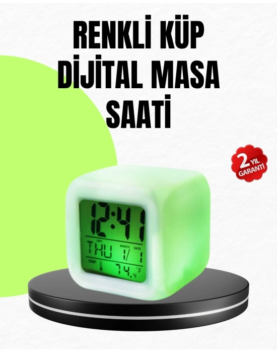 ® Gece Lambası Fonksiyonlu Renk Değiştiren LED Küp Dijital Saat