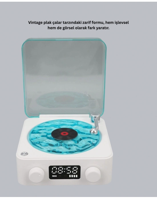 ® Gece Lambası Stereo Bluetooth Hoparlör Dijital Saatli Vintage Tasarım Çok Fonksiyonlu