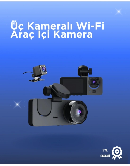 ® Gelişmiş G-Sensörlü Üçlü Araç Kamerası – 5” LCD Ekran ve Hareket Algılama