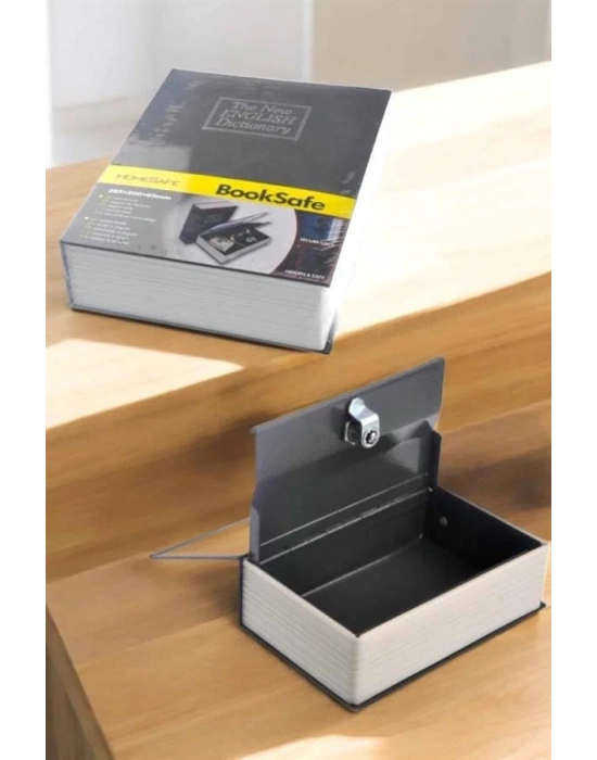 ® Gizli Kasa İngilizce Sözlüğü Kitap Görünümlü Anahtarlı Gizli Mini Çelik Kasa Kilitli