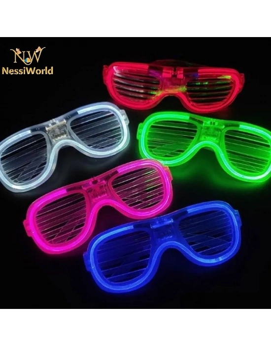 Glow Model Led Işıklı Parti Gözlüğü 3 Modlu 5 Renk 5 Adet