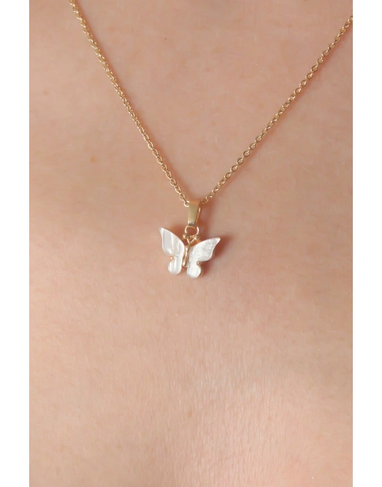 ® Gold Beyaz Renk Kelebek Figür Kadın Kolye