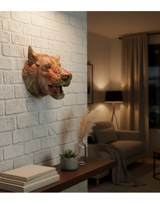 ® Gold Kurt Duvar Aksesuarı Asılabilir 3D Dekoratif Heykel 25x19 cm