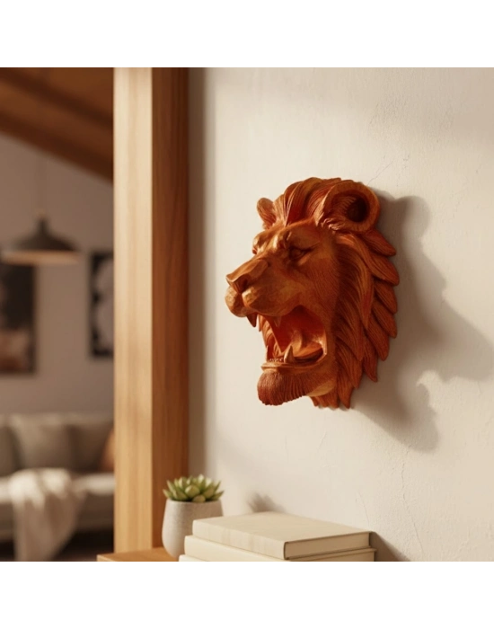 ® Gold Red Aslan Başı Duvar Aksesuarı
