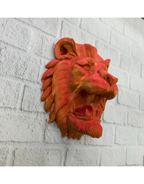 Gold Red Aslan Başı Duvar Aksesuarı