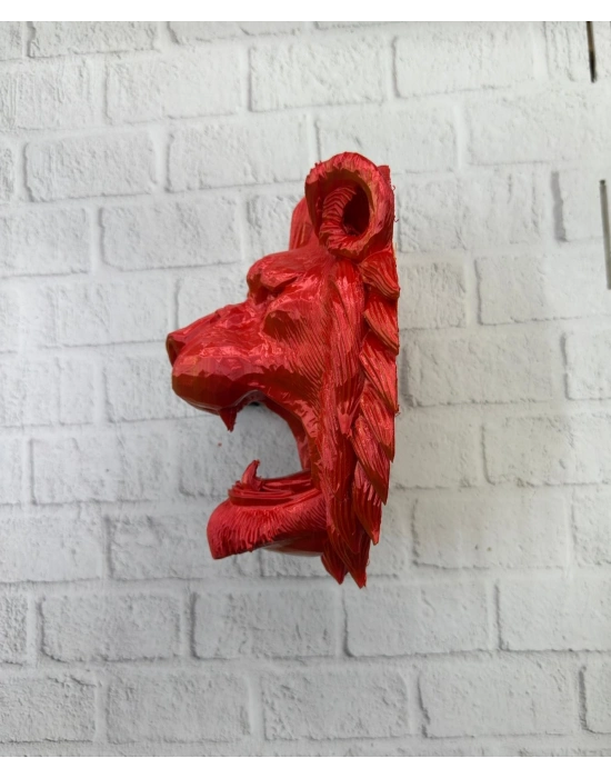 ® Gold Red Aslan Başı Duvar Aksesuarı