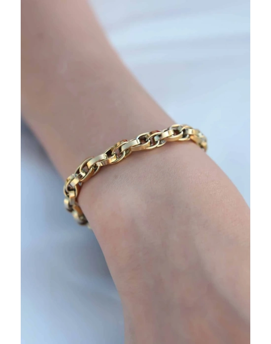 Gold Renk 316L Çelik Zincir Kadın Bileklik