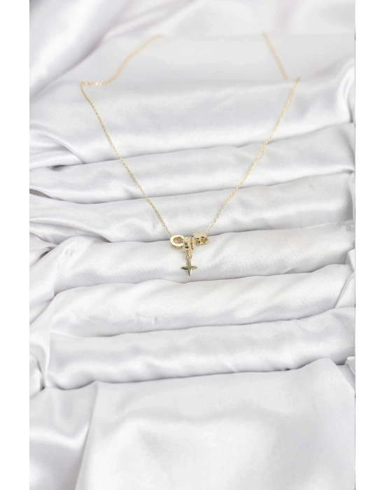 ® Gold Renk Pirinç Minimal Charmlı Kadın Kolye