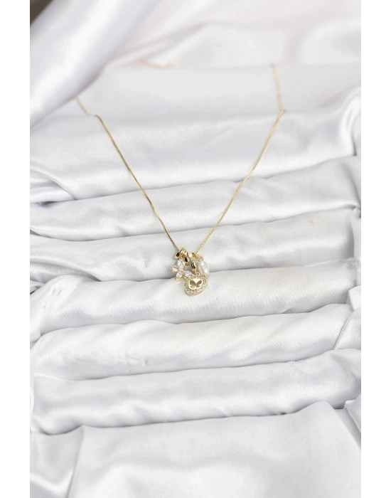 ® Gold Renk Pirinç Minimal Kelebek Charmlı Kadın Kolye