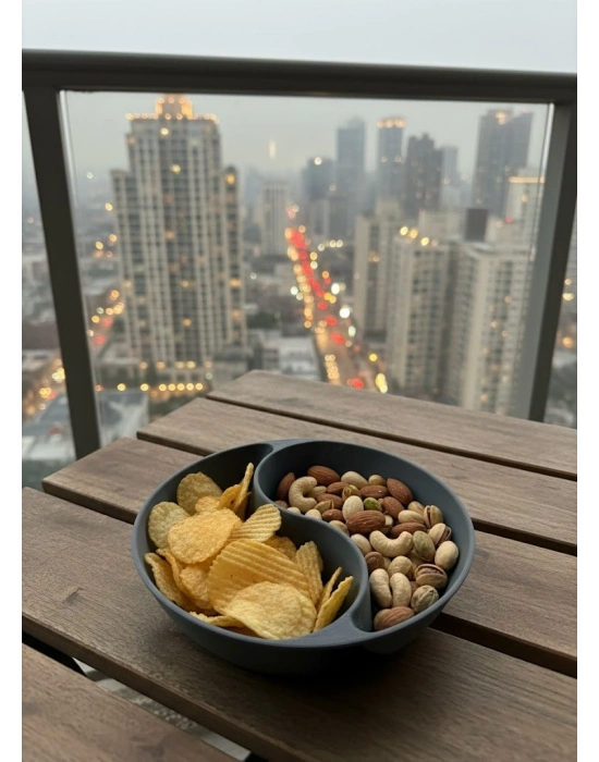 ® Gri Çerezlik Kase Seti Modern Bölmeli Sunum Tasarımı