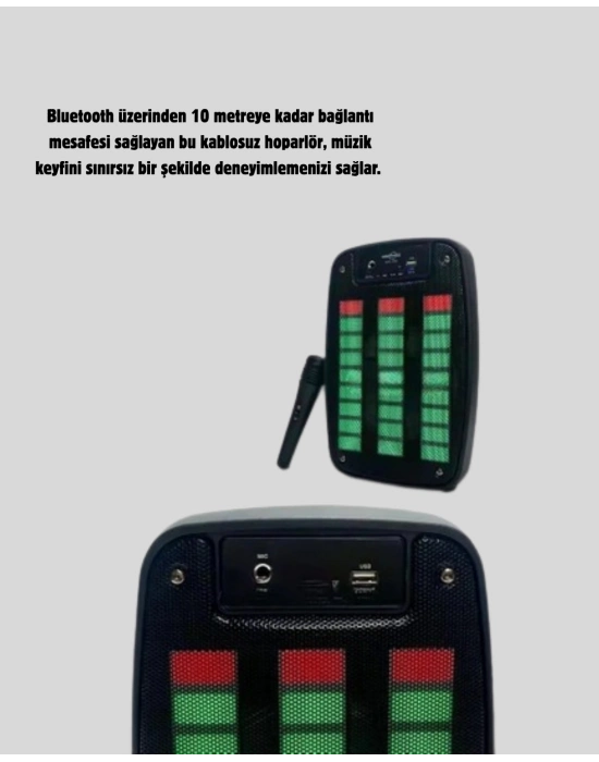 ® GTS 1793 Kablosuz Bluetooth Hoparlör 6.5 İnç Işıklı ve Güçlü Bass