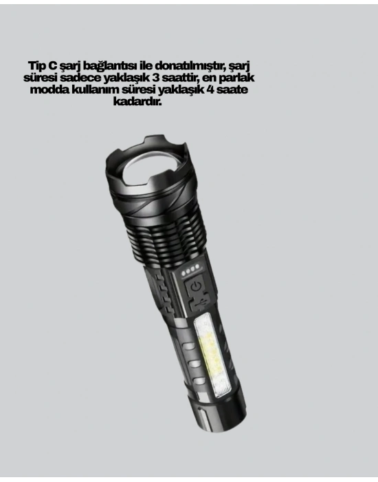® Güçlü LED El Feneri Şarj Edilebilir Çok Modlu