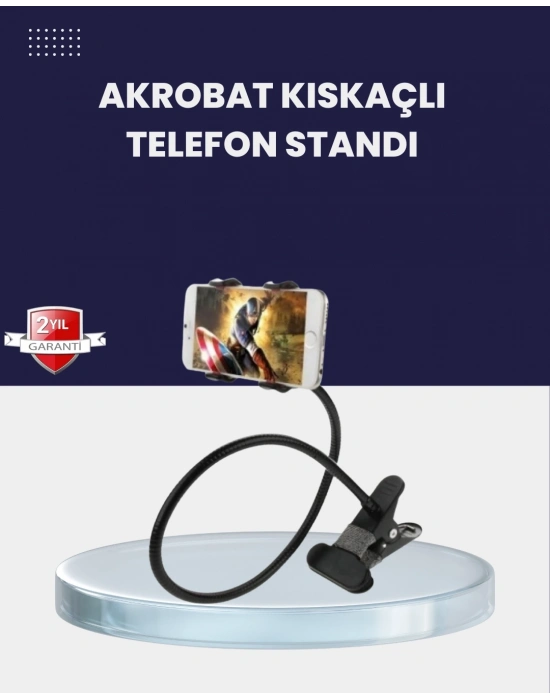 ® Güçlü Mandallı Akrobat Telefon Tutucu Masa Araç Uyumlu