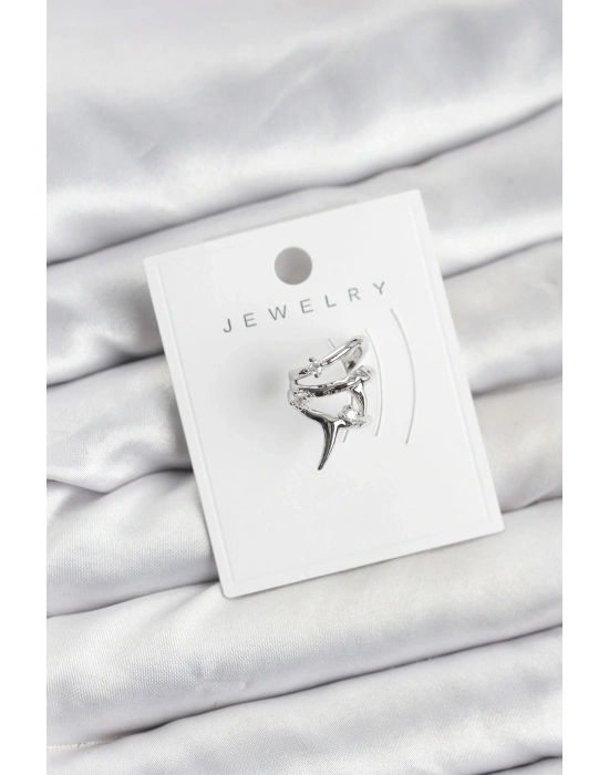 ® Gümüş Renk Pirinç Diken Model Kıkırdak Earcuff Küpe