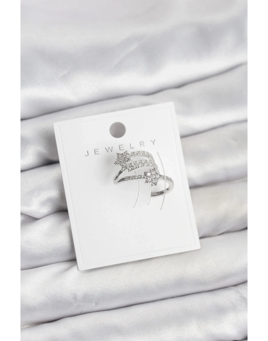 ® Gümüş Renk Zirkon Taşlı Yıldız Model Kıkırdak Earcuff Küpe