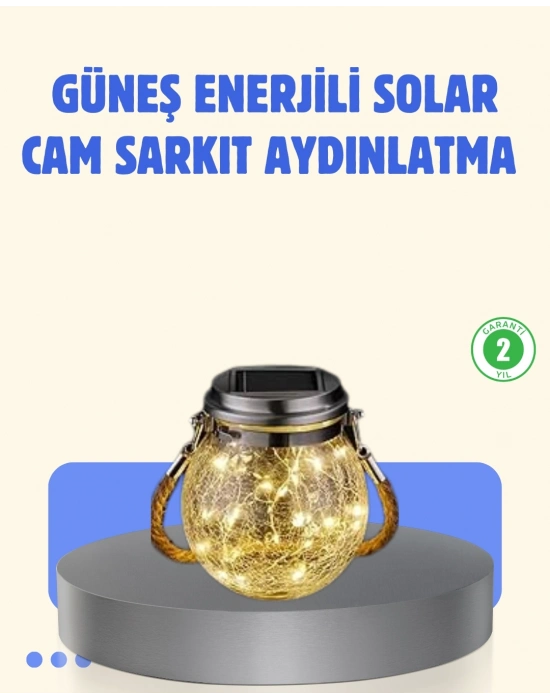 ® Güneş Enerjili Cam Sarkıt Bahçe Balkon Teras Aydınlatma 30 LED
