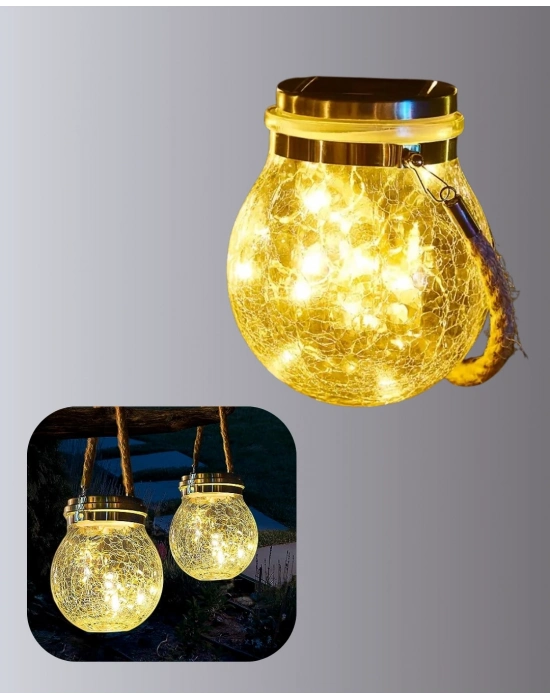 ® Güneş Enerjili Cam Sarkıt Bahçe Balkon Teras Aydınlatma 30 LED