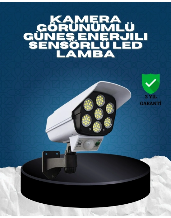 ® Güneş Enerjili Kamera Görünümlü Hareket Sensörlü LED Duvar Lambası Uzaktan Kumandalı