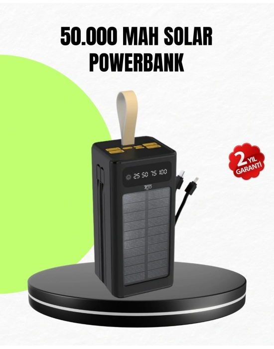 ® Güneş Enerjili Powerbank Dijital Göstergeli Taşınabilir Güç Kaynağı