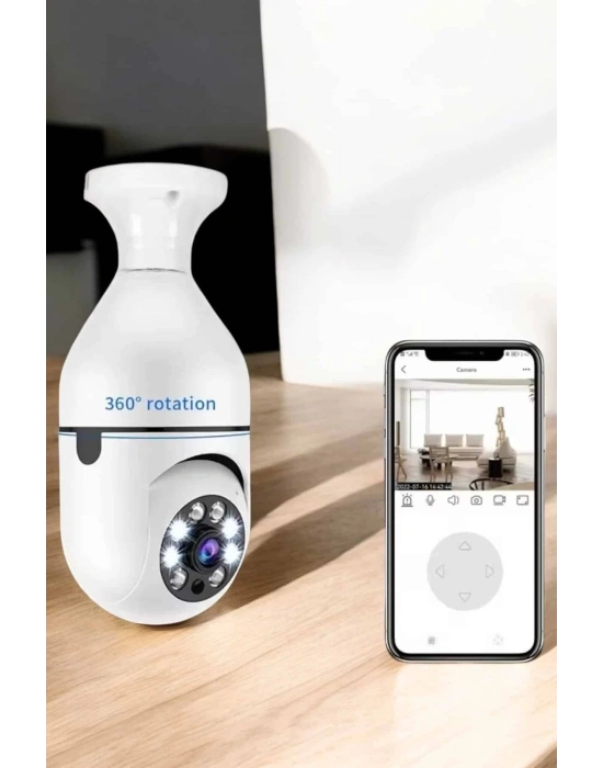 ® Güvenlik Kamerası Wifi Kamera Duylu Ev Kamerası Wifi Bağlantılı Dönebilen