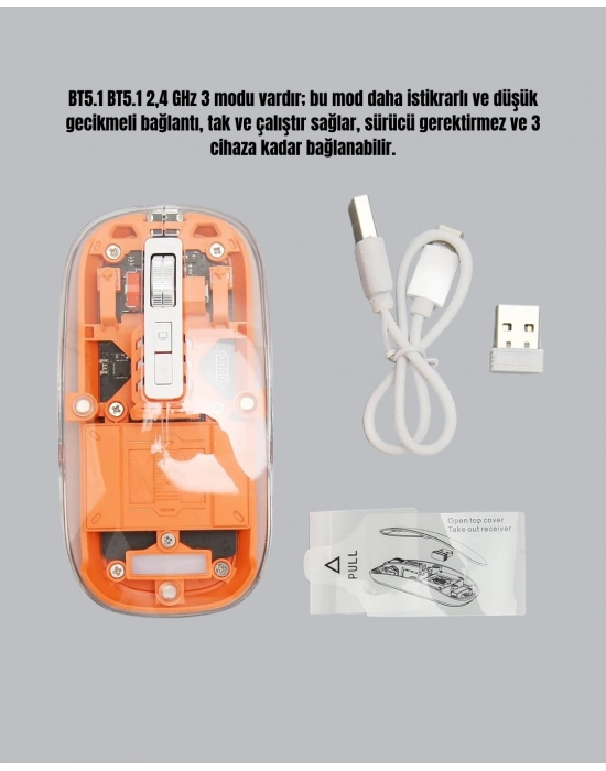 ® Hafif ve Taşınabilir Fare – 43 Gram, Otomatik Uyku Modlu