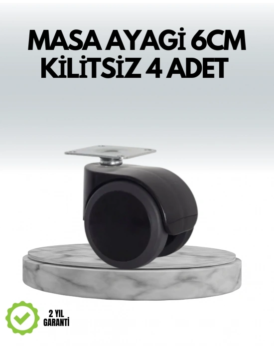 ® Halı ve Beton Uyumlu Kilitsiz Mobilya Tekerleği 4’lü
