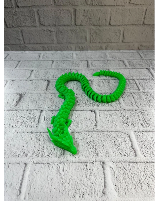 ® Hareketli Yeşil Ejderha Figür Uzun Gövdeli Koleksiyonluk Tasarım