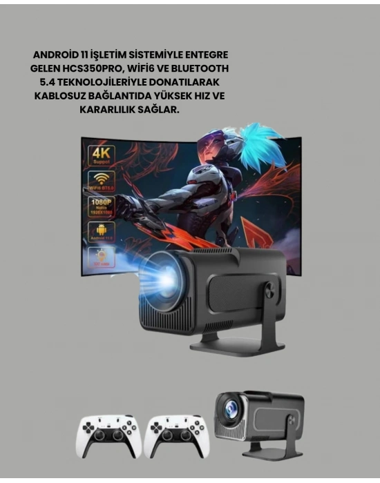 ® HCS350pro Android 11 İşletim Sistemli Mini Projektör