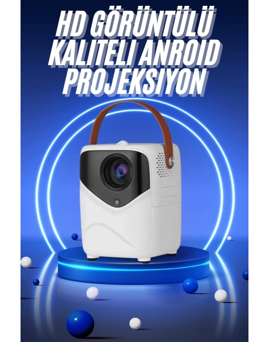 ® HD Ayaklı Portatif Projeksiyon Cihazı Bluetooth Wifi Akıllı Android İşlemcili