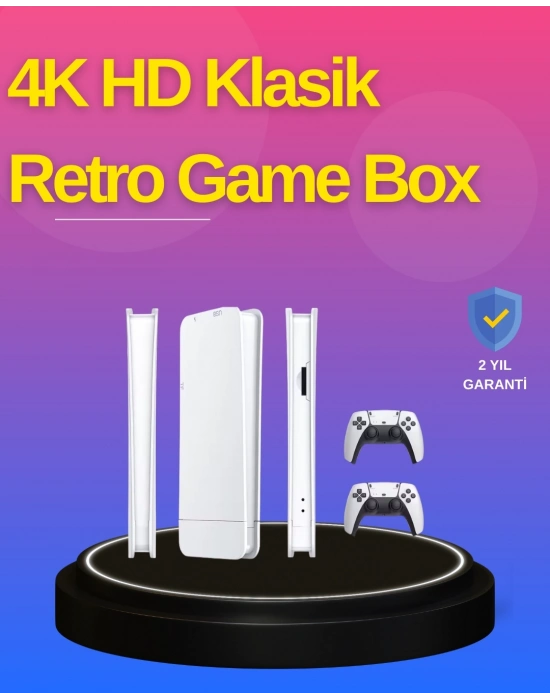 ® HDMI Çıkışlı Kablosuz 2 Kollu 4K Retro Oyun Kutusu