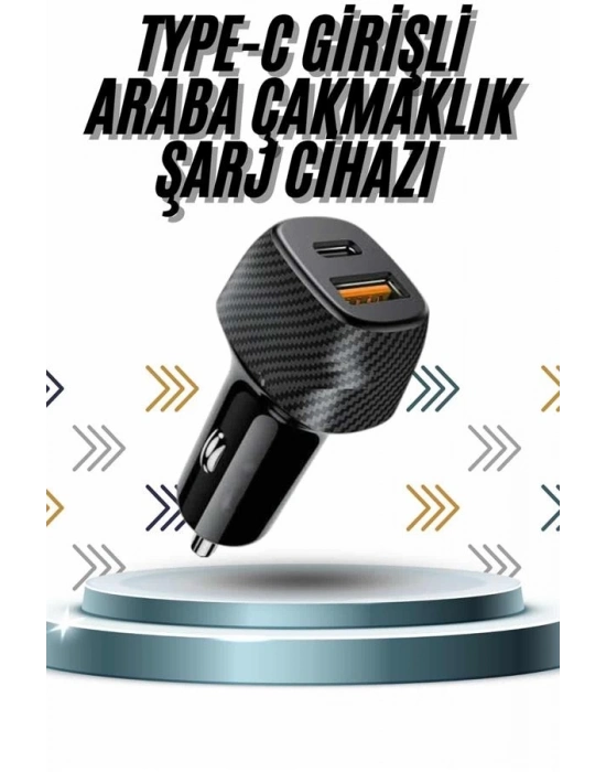 ® Hızlı Oto Şarj Cihazı 38W Çift Girişli HIzlı Şarj Oto Çakmaklık Type-C
