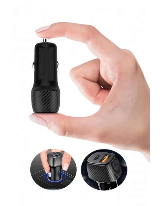 ® Hızlı Oto Şarj Cihazı 38W Çift Girişli HIzlı Şarj Oto Çakmaklık Type-C