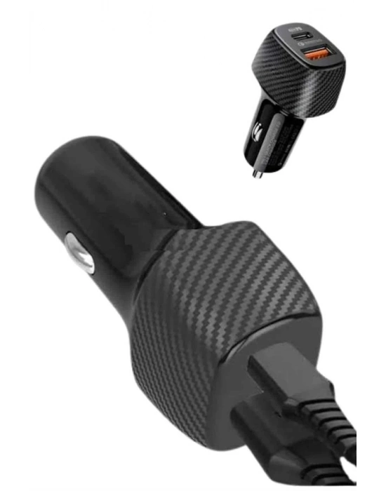 ® Hızlı Oto Şarj Cihazı 38W Çift Girişli HIzlı Şarj Oto Çakmaklık Type-C
