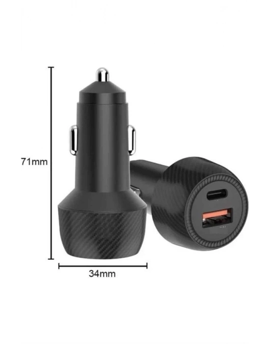 ® Hızlı Oto Şarj Cihazı 38W Çift Girişli HIzlı Şarj Oto Çakmaklık Type-C