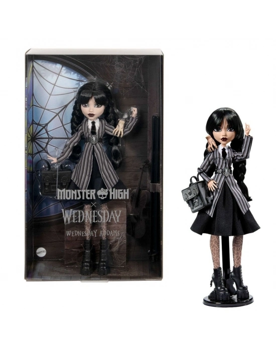 ®  HXJ04 Monster High Wednesday Okul Üniformalı Bebek