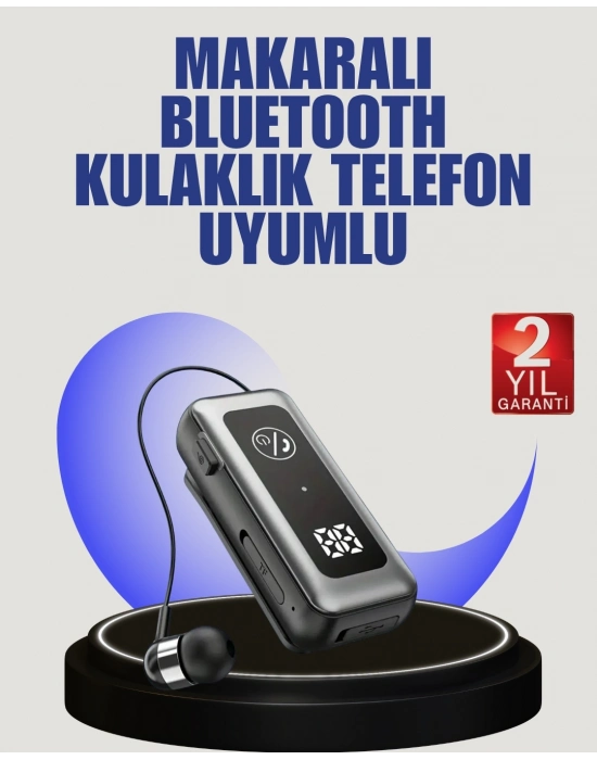 ® İçi Sarılabilen Kablo ve Yaka Klipsli Bluetooth Kulaklık