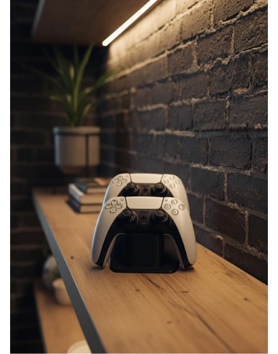 ® İkili Gamepad Tutucu Siyah 7x18 cm Masa ve Raf Düzeni