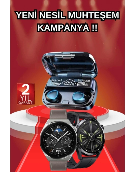 ® İkili Set Akıllı Saat Ve Bluetooth Kulaklık Kablosuz Uzun Pil Ömrü Spor Modları