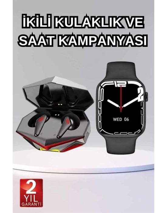 ® İkili Set Dev Kampanya Ucuz Kulaklık Ucuz Akıllı Saat Gürültü Önleyici Uzun Pil Ömrü