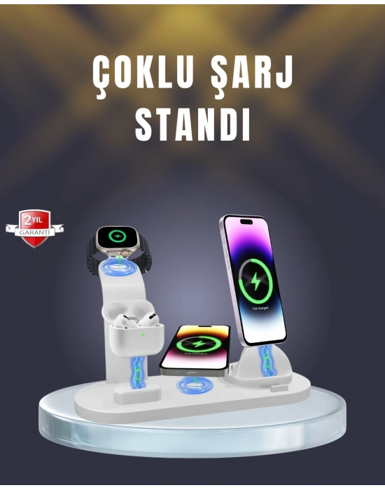 ® iPhone, AirPods ve Akıllı Saat Uyumlu Çoklu Şarj Cihazı