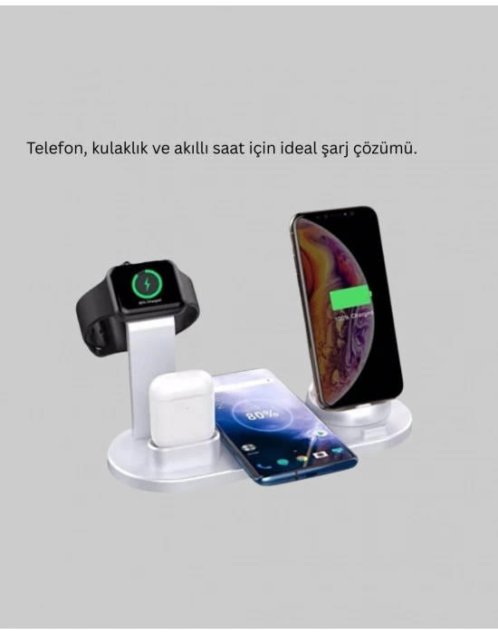 ® iPhone, AirPods ve Akıllı Saat Uyumlu Çoklu Şarj Cihazı