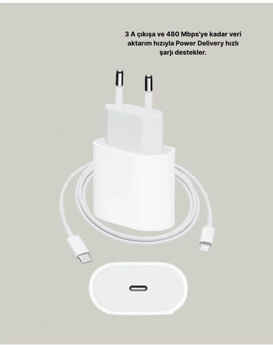 ® iPhone ve iPad Uyumlu 20W Güvenli USB-C Hızlı Şarj Adaptörü