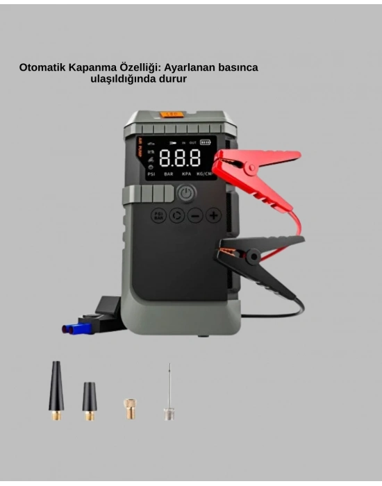 ® Işıklı Hava Kompresörlü Taşınabilir Akü Takviye Ünitesi