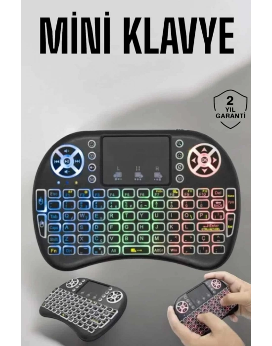 ® Işıklı Kablosuz Mini Q Klavye Tüm Cihazlara Uyumlu