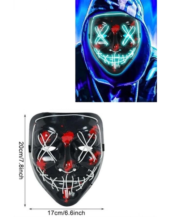 ® Işıklı Led Maske Parti Eğlence Maskesi Hallowen Neon Maske
