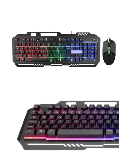 ® Işıklı Oyuncu Q Klavye Mouse Seti Siyah Gaming Oyuncu Klavye